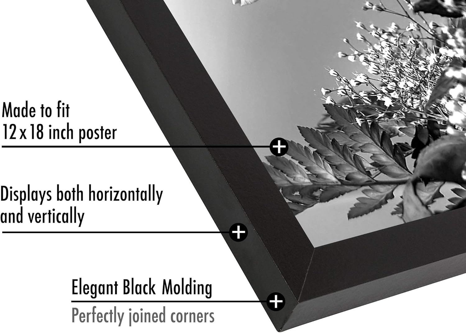 Americanflat 12x18 Poster Frame in Black with Polished Plexiglass - Horizontal and Vertical Formats with Included Hanging Hardware -