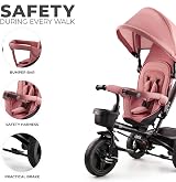 Kinderkraft AVEO Tricycle 9 Months to 5 Years Pink Adjustable Handle Foldable view 7