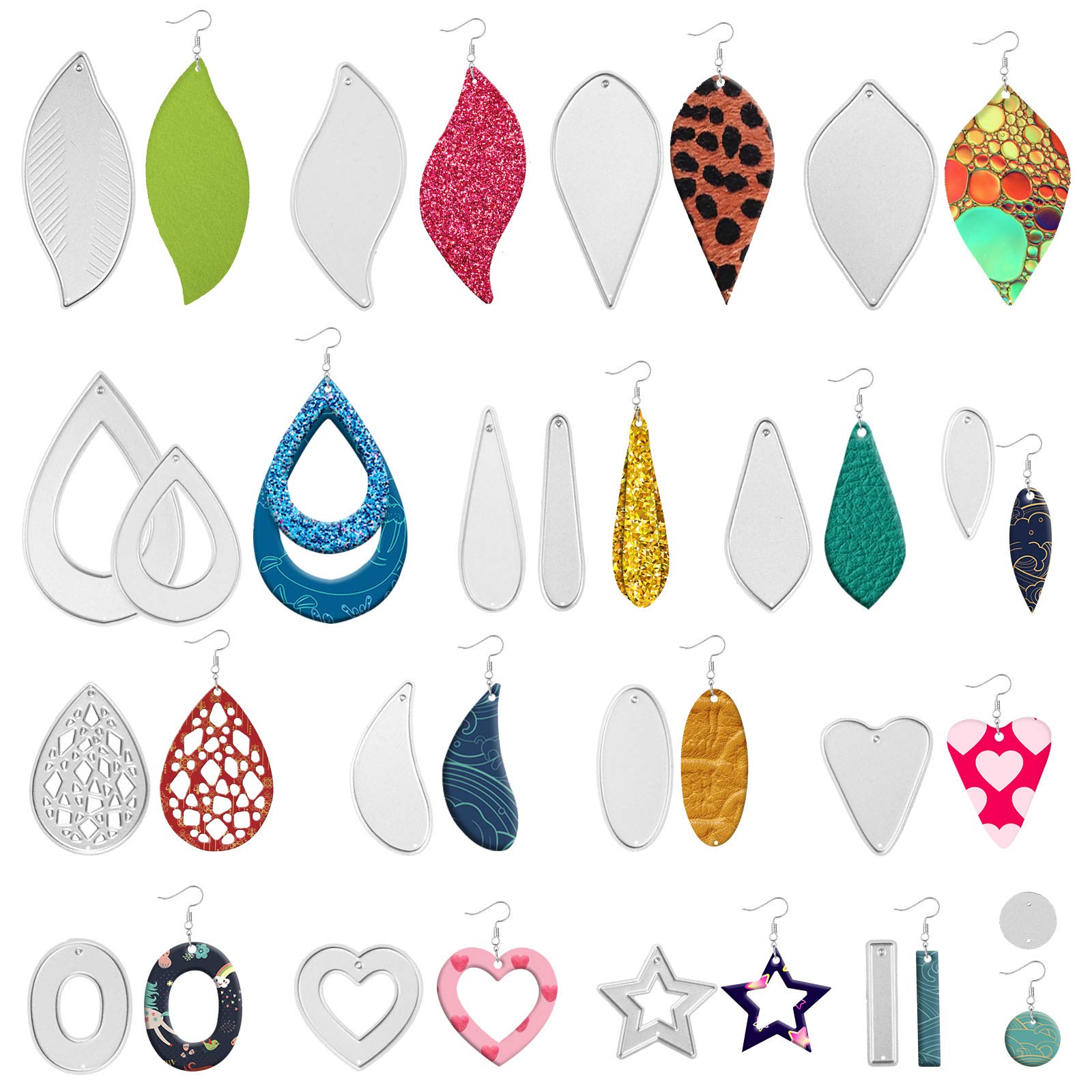 OOTSR 19 Pieces Earring Cut Dies, Die Cuts for Making Earrings DIY Crafts, Leaf, Heart, Star and Droplets Shape