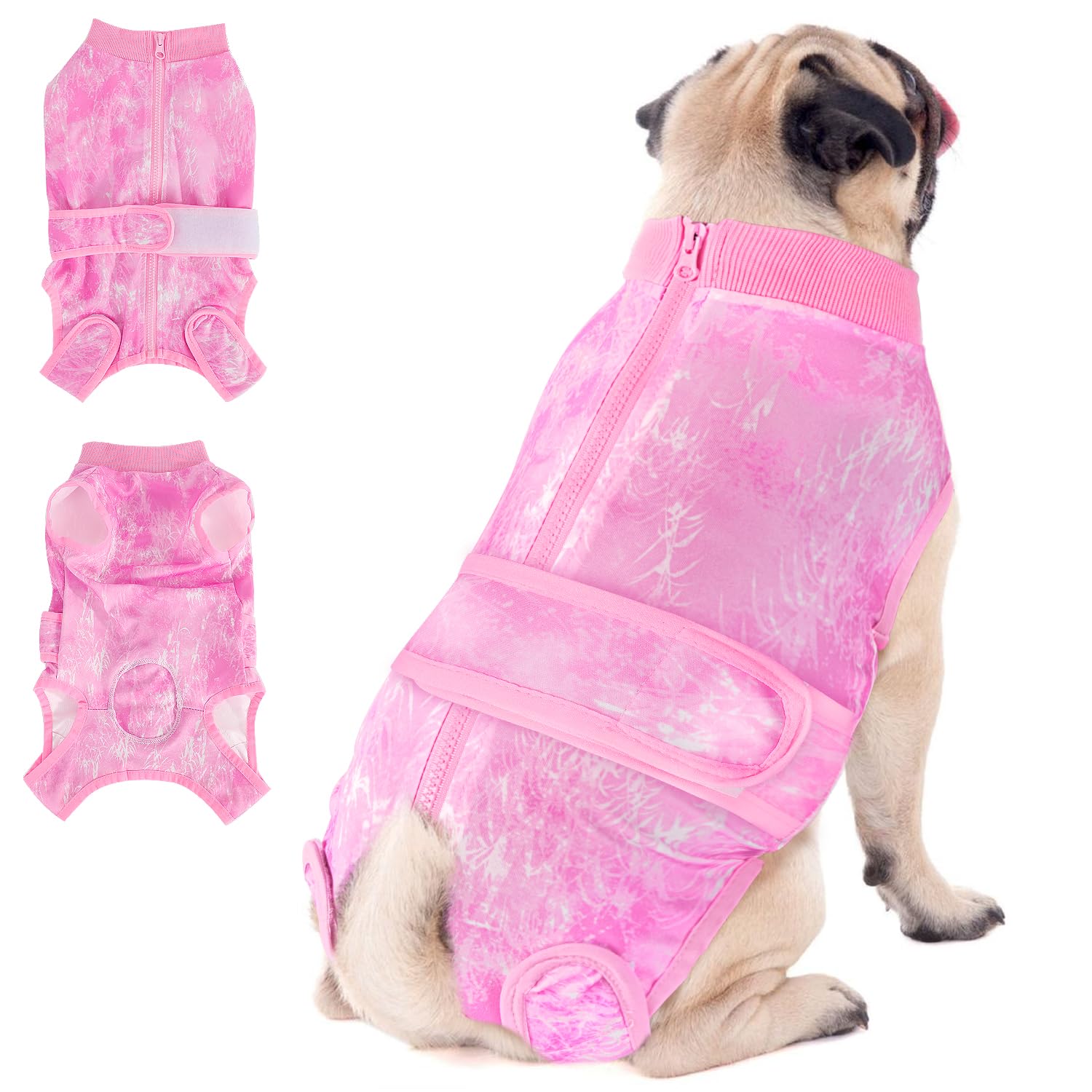 Eyein Dog Surgery Recovery Suit, Female Male Dog Surgical Bodysuit Abdominal Wounds Protector, Stop Licking Spay Shirt After Surgery Onesie with Zipper, Pet Cone E-Collar Alternative(L)