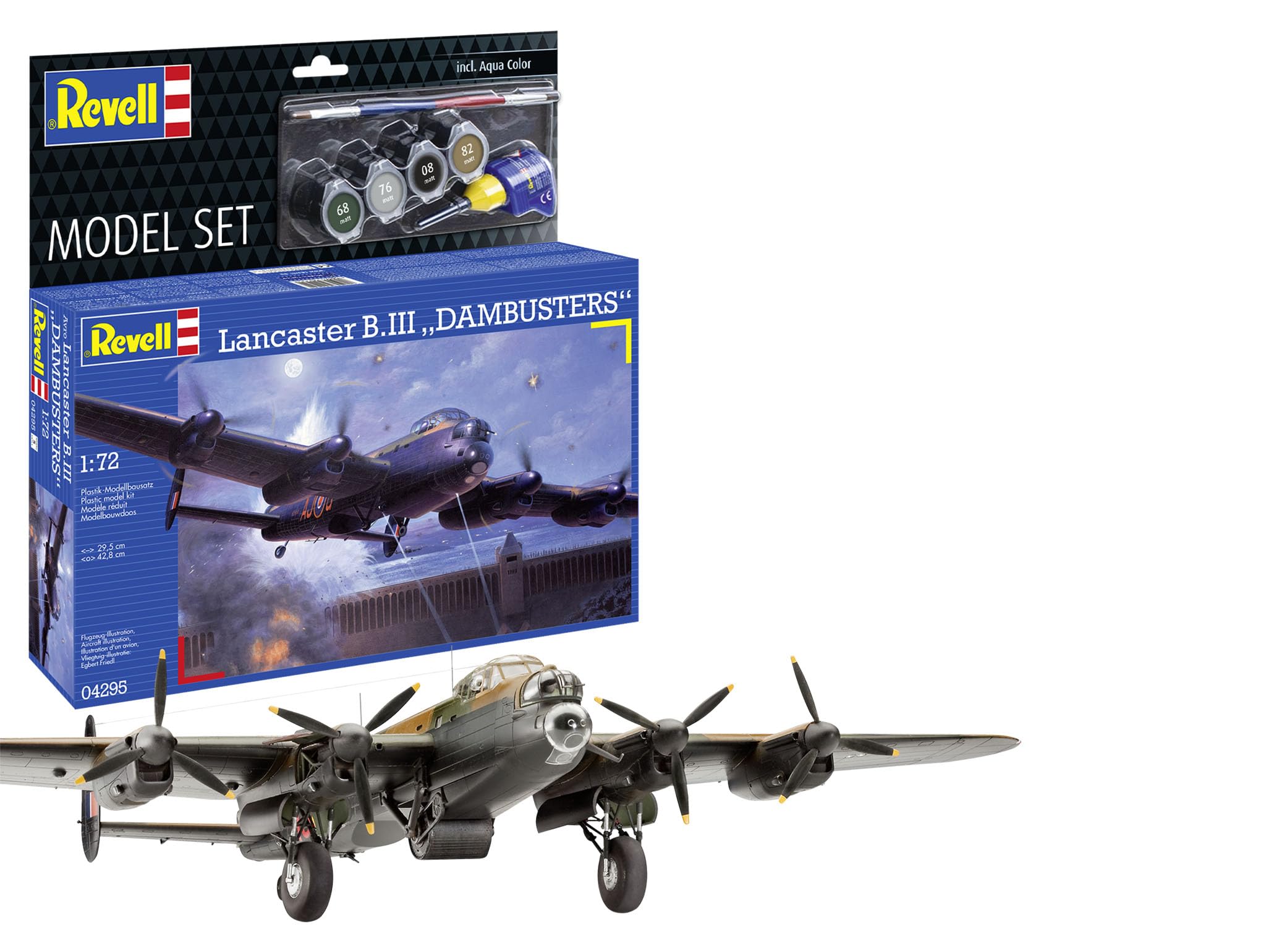 Revell Model Set 64295 Avro Lancaster B.III Dambusters 1:72 Scale Unbuilt/Unpainted Plastic Model Kit with Accessories