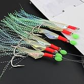 OriGlam Luminous Fishing Rigs with Real Fish Skin, Glow Beads &amp; High Carbon Hooks for Fresh/Saltwater