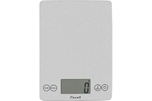 Escali Arti Glass Food Scale Digital Countertop Kitchen, Baking and Cooking Scale with Nutrition and Calorie Counter, 15-Pound Capacity, 9" x 6.5" x .75", Shiny Silver