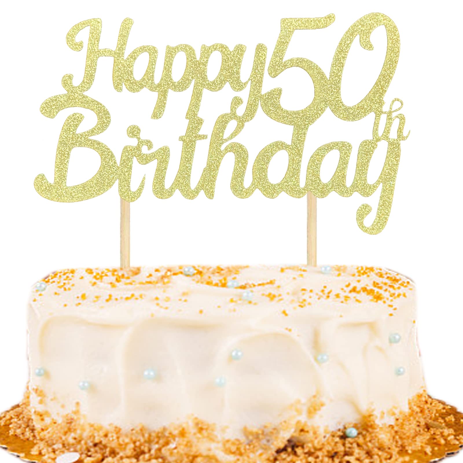 ANCTEY 3 Packs Gold Glitter 50th Birthday Cake Toppers 50 Cake Topper Happy 50th Birthday Cake Toppers 50th Cake Topper for 50th Happy Half Life Birthday Party Decoration Supplies