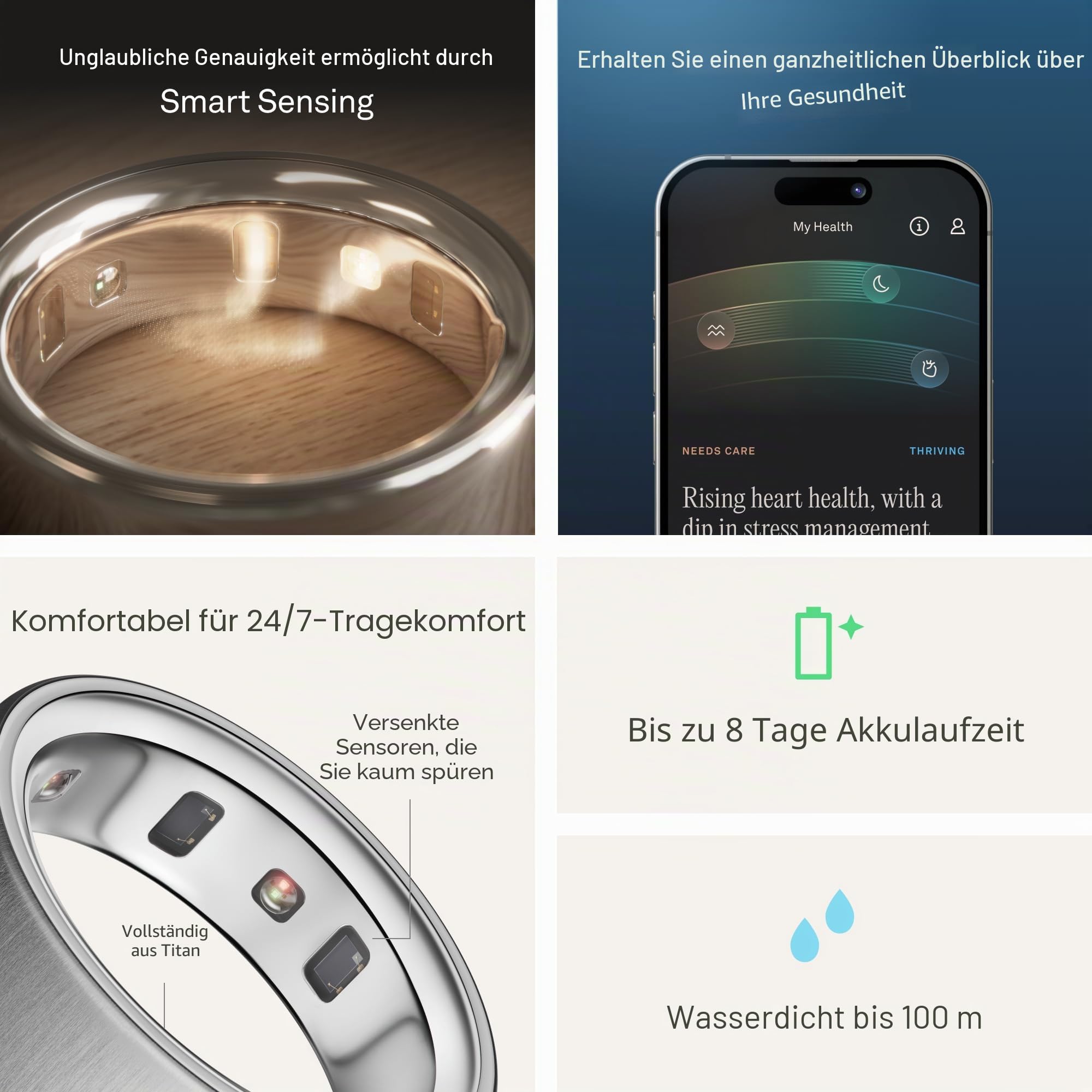 Oura Ring 4 - Gebürstetes Silber - Size 11 - Smart Ring | Measure First with Oura Ring 4 Sizing Kit | Sleep Tracking Wearable - Heart Rate - Fitness Tracker - Up to 8 Days Battery Life 4