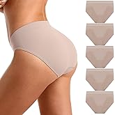 SHINTRENOVE Women's Hi Cut Seamless Underwear - Mid Rise Nylon Soft Stretchy Panties No Show Full Coverage Briefs Multipack
