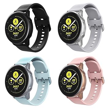 TiMOVO Pulsera Compatible con Galaxy Watch Active/Galaxy Watch 42mm/Gear S2 Classic/Gear Sport, [4-Pack] Pulsera de Silicona, Banda de Reloj de ...