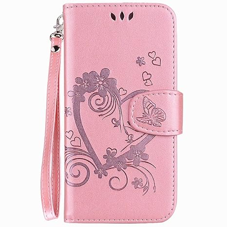 Vepbk für Huawei Honor 8X [NO für Honor 8] Hülle, Handytasche Lederhülle Flip Case Magnet Schutzhülle Leder Tasche Etui Brieftasche Handyhülle mit Muster Cover für Huawei Honor 8X,Rose Gold