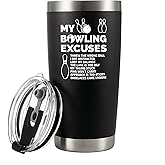 Panvola My Bowling Excuses Bowling Gifts for Men Women Coach Bowling Balls and Pins Funny Sports Player Dad Boyfriend Vacuum Insulated Stainless Steel Tumbler With Removable Lid And Straw 20 oz Black