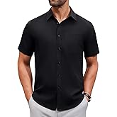 Alimens & Gentle Men's Short Sleeve Dress Shirts Wrinkle Free Untucked Casual Button Down Shirt