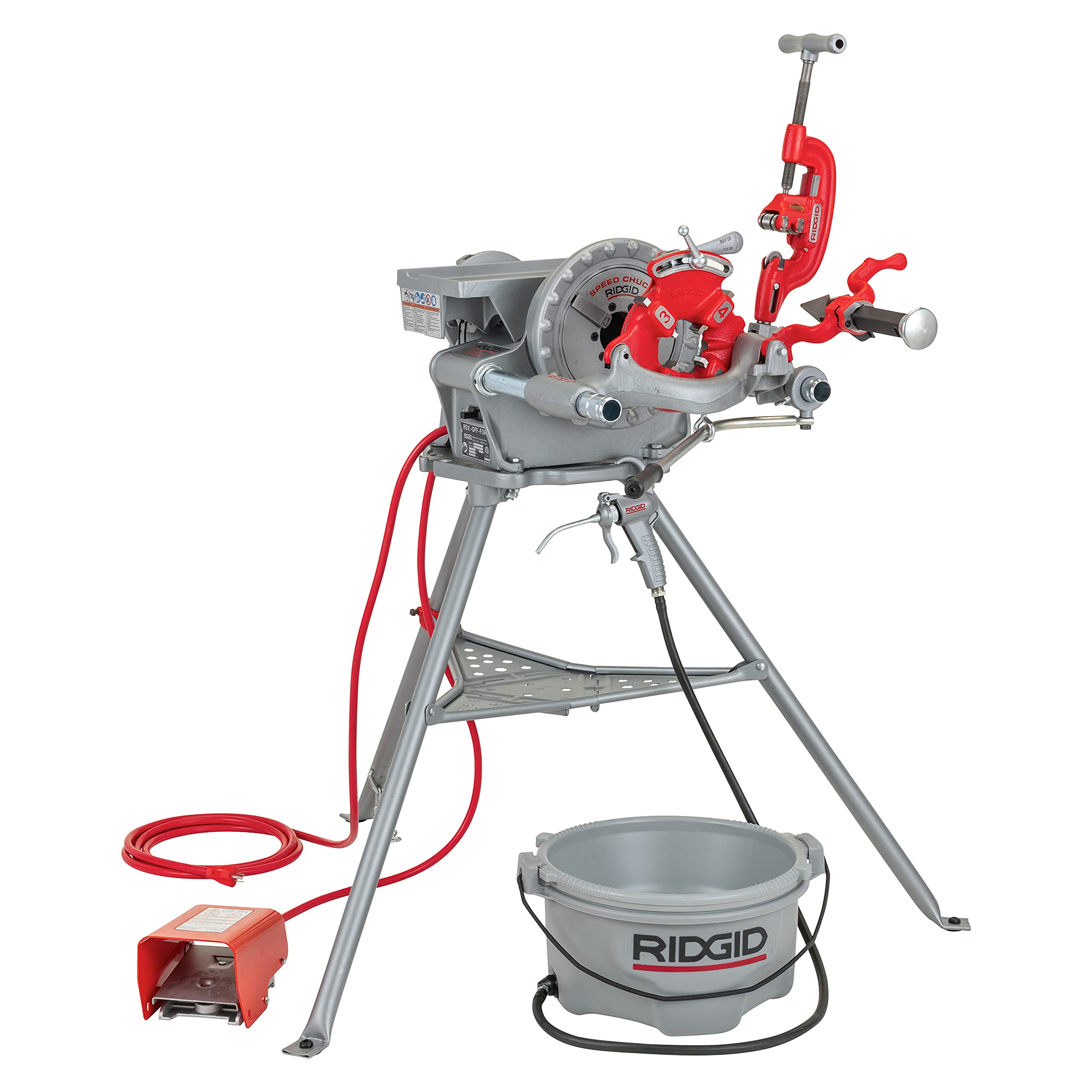 Photo 1 of RIDGID 15682 Model 300 Power Drive Complete, 38 RPM Pipe Threading Machine with 1/2-Inch to 3/4-Inch, 1-Inch to 2-Inch Universal Alloy Threading Die Heads, Oiler