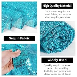 Hahuho Turquoise Sequin Backdrop Curtain, 4PCS