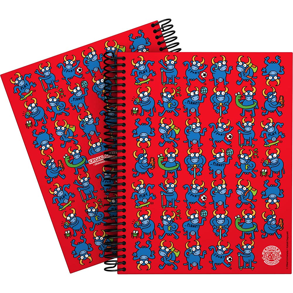 Grafoplás 16512632 A5 Notebook, Spiral, Hard Cover, Lined Cardboard, 5 x 5, FSC Certified, Katuki Saguyaki Collection, Bull