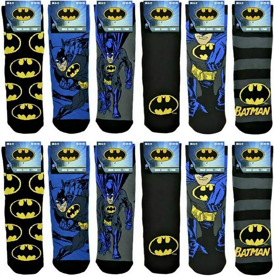 12 Pairs - Mens Batman Novelty Socks Gift Idea Secret Santa Xmas Stocking Filler