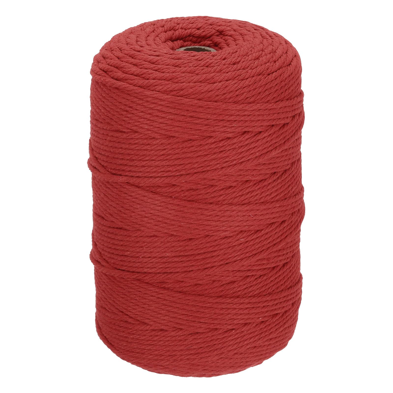DMiotech 3mm x 300M (328 Yard) Dark Red Natural Cotton Macrame Rope, Wall Hanging Handmade Single Strands Twisted Macrame Cotton Cord for Plant Hangers, Gift Wrapping Wedding