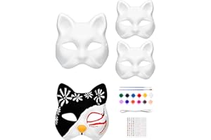 Yinhua Therian Mask Kit Cat Mask Therian, DIY Paper Cat Mask to Paint for Kid Halloween Activity Masquerade Cosplay Party