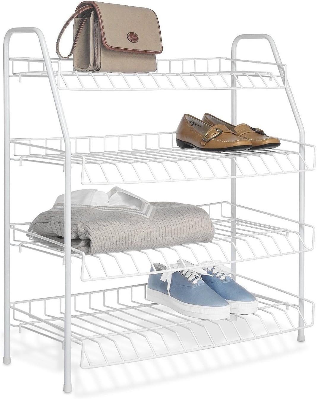 amazon shoes rack on Amazon Com Shoe Rack 4 Tier Rack Size 26w X 11d X 28h White Home Kitchen