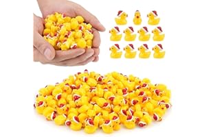 kapeiluo 100Pcs Mini Resin Ducks, Tiny Christmas Ducks Miniature Duck Figures Ornament for Craft, Dollhouse, Garden Decoration, Home Decorations Christmas Party Favors Gift
