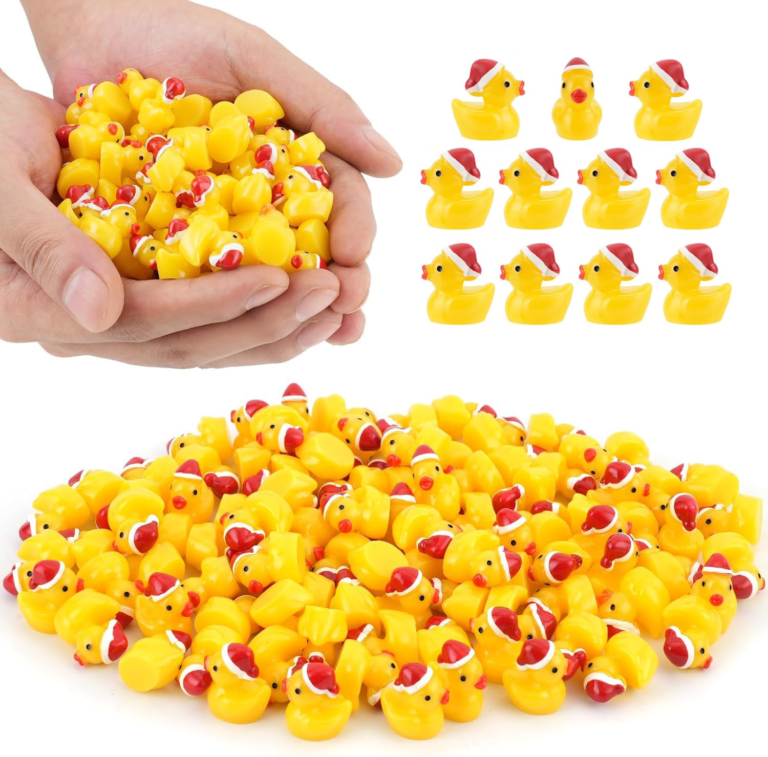 Photo 1 of 100Pcs Mini Resin Ducks, Tiny Christmas Ducks Miniature Duck Figures Ornament for Craft, Dollhouse, Garden Decoration, Home Decorations Christmas Party Favors Gift