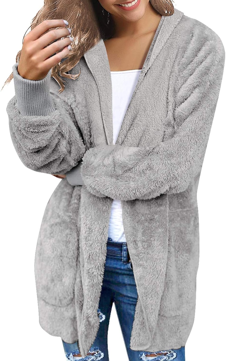 LookbookStore Women's Oversized Open Front Hooded Draped Pockets Cardigan Coat at  Women's Coats Shop