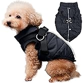 JoyDaog Dog Jacket with Harness,Fleece Lined Warm Puppy Coat for Winter,Soft Windproof Small Dog Vest,Black XS