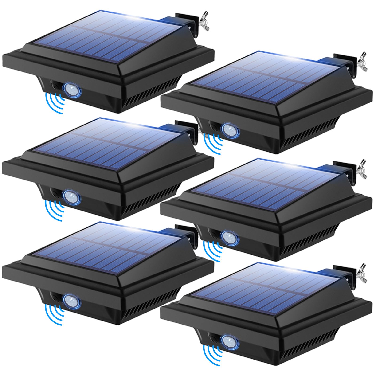 BILLION DUO Solar Lights Outdoor, 40 LEDs Motion Sensor Solar Gutter Lights, IP65 Waterproof, Black Security Lamp Warm Light for Garden,Fence,Wall(6 PCS)