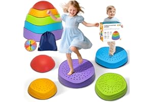 OZMI Stepping Stones for Kids Toddlers, Non-Slip Balance Stepping Stones with Storage Bag, Indoor Outdoor Sensory Play Toys for 3 4 5 6 7 8 9 10 11 12 Year Old Kid Toddler Boy Girls