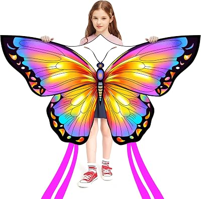 HONBO Butterfly Kite 55x28 Large Easy Fly Kids 4-8 300ft Line Handle
