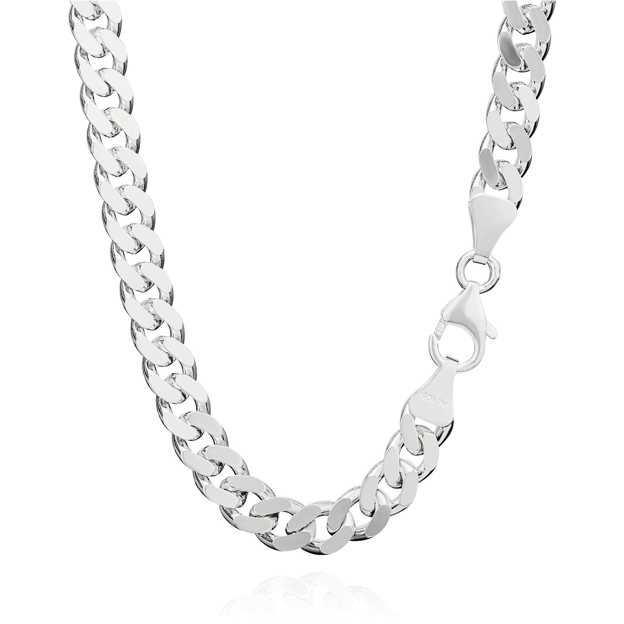 NKlaus 45cm Genuine 925 Sterling Silver Solid Rhodium Plated curb chain necklace 7,00mm wide 8891