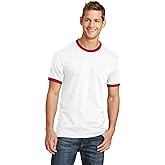 Apparel Globe Men's Core Cotton Short Sleeve Ringer T-Shirt, Soft Crewneck Tshirt, Comfortable Classic Fit, Removable Tag