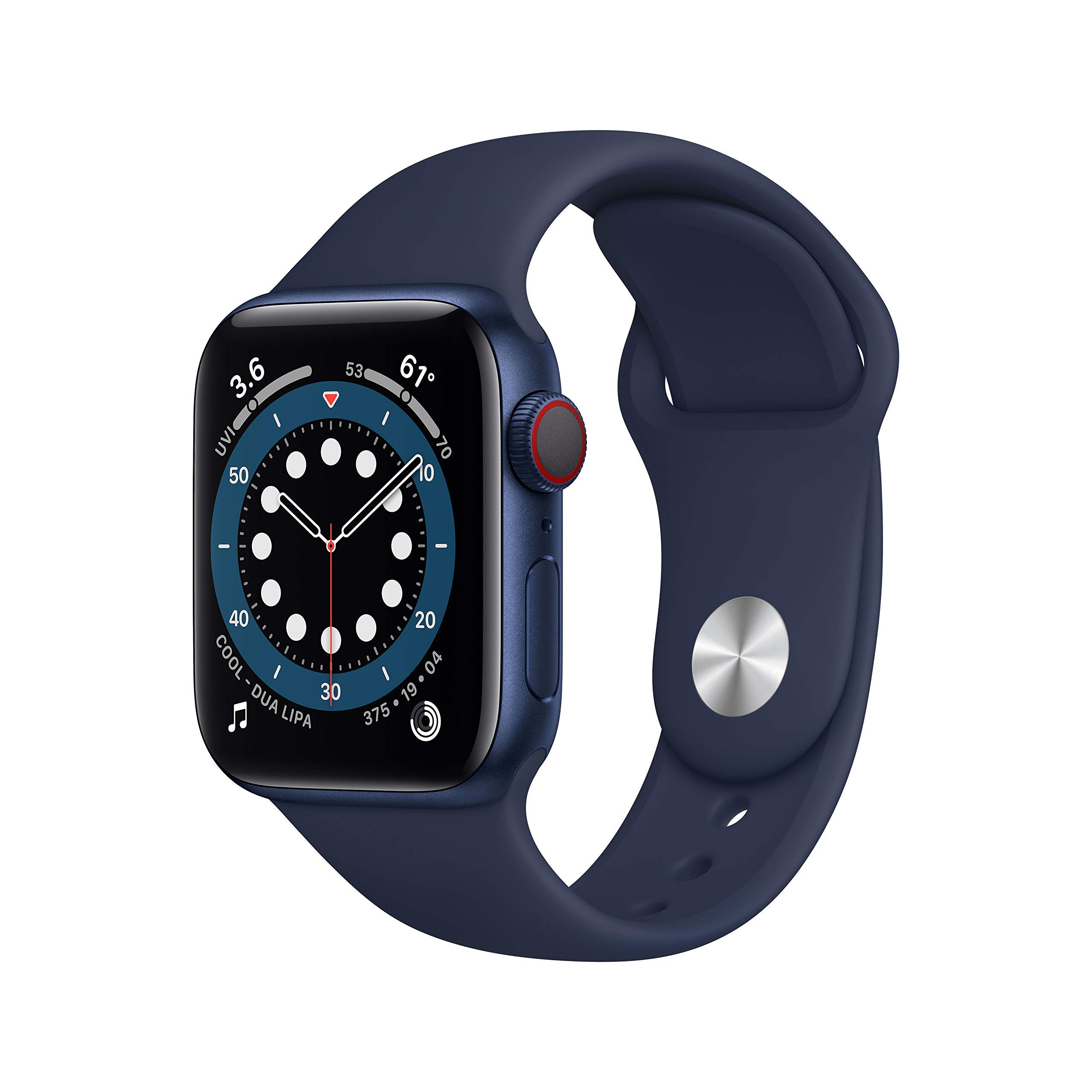 Apple Watch Series 6 (GPS + Cellular, 40MM) - Blue Aluminium Case with Deep Navy Sport Band (Renewed)
