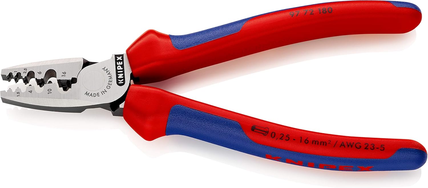 KNIPEX Crimping Pliers for Wire Ferrules with Comfort Handles 180 mm, 97 72 180, Chrome - Image 3