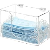 MyGift Clear Acrylic Face Mask Dispenser Box with Lid | Transparent mask container keeps disposable coverings clean, accessible, and neatly organized for home, office, or reception