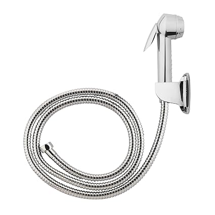 Hindware F160068CP Health Faucet ABS SS Braided Hose 1m with CP Hook (Chrome)