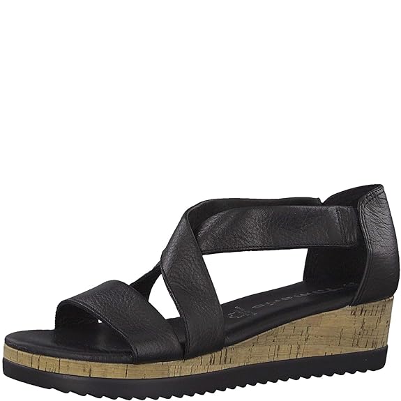 Tamaris 1-1-28224-22 Damen Keilsandalen,Sandalen,Keilsandaletten,Keilabsatz,Sommerschuh,bequem,flach,Touch-IT
