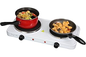 MegaChef Portable Easy Clean Dual Electric Cooktop Countertop Burner Stove