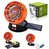 SYBOYEGE Solar Desk Fan with LED,5200mAh Battery,4