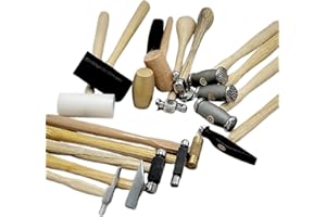 Jewelry Hammers & Mallets - Set of 15 - Rawhide Leather, Plastic, Wood, Chasing, Goldsmith, Mini Brass, Ballpeen, Rivet, Watc