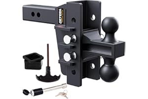 Geteen Adjustable Trailer Hitch Fits 2'' Receiver Only,6-Inch Drop/Rise, 2"&2-5/16" Ball Hitches with 25,000 LBS GTW for Heavy Duty Truck,Solid Ball Mount,BLK