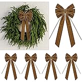 Velvet Bows for Christmas Tree Decoration, 6.5 x 14 Inch, Holiday Ornaments, Gift Wrapping, Wreath, Garland, Staircase, Swag, Fireplace Decor (4 Pieces, Brown)