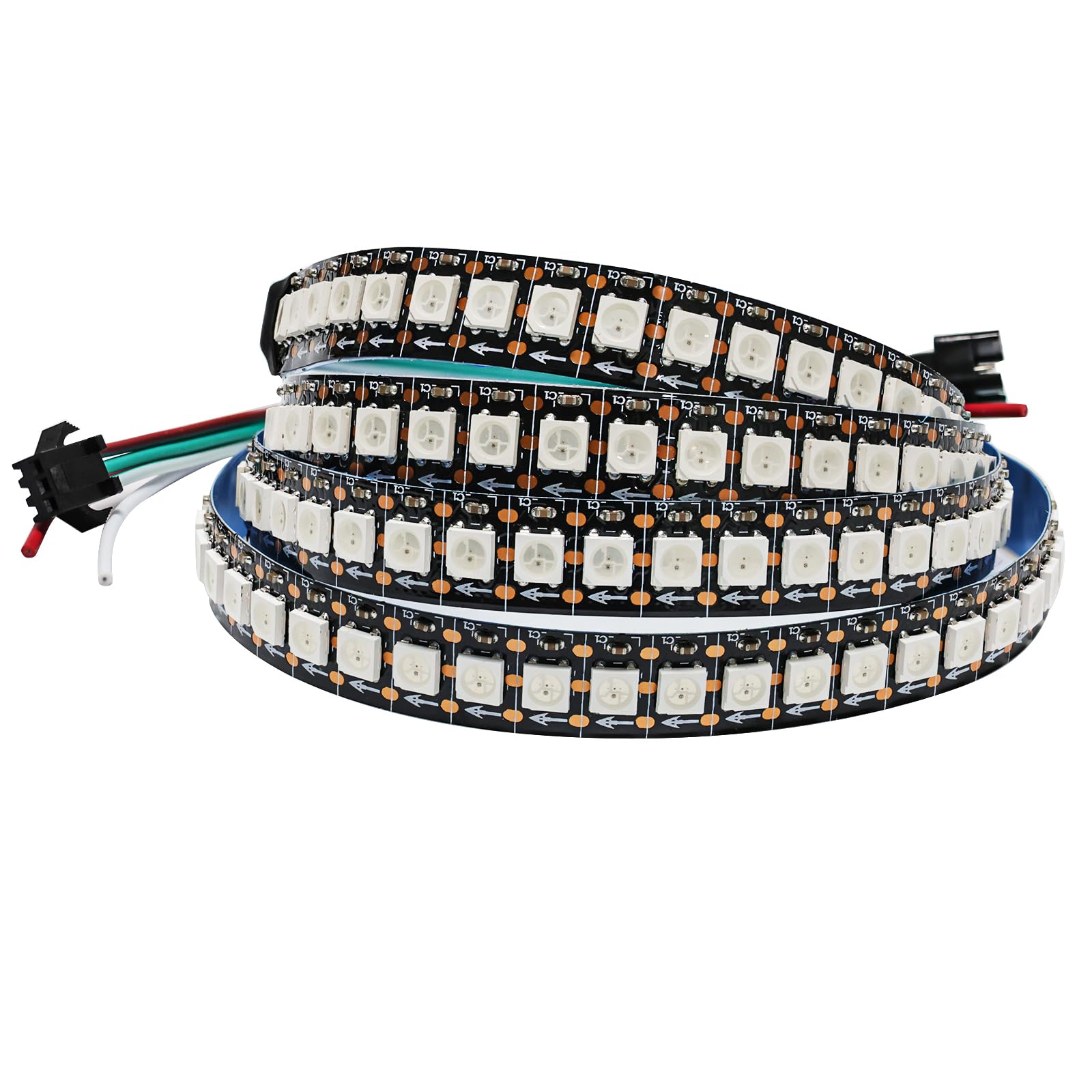 Tesfish WS2812B Strip Light 5V RGB LED Pixel Strip 1 m 144 LEDs/M IP30 Black PCB Flexible Full Colour Addressable Individually Smart for Advertising Decoration DIY Projects