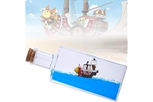 ROSSOM Unsinkable Thousand Sunny Pirate Ship Boat in a Box Bottle,Non Sinking Anime Pirate Ship Fluid Drift Bottle, Ship Model Ornament&Desk Decor & Display Cases & Fans Gifts
