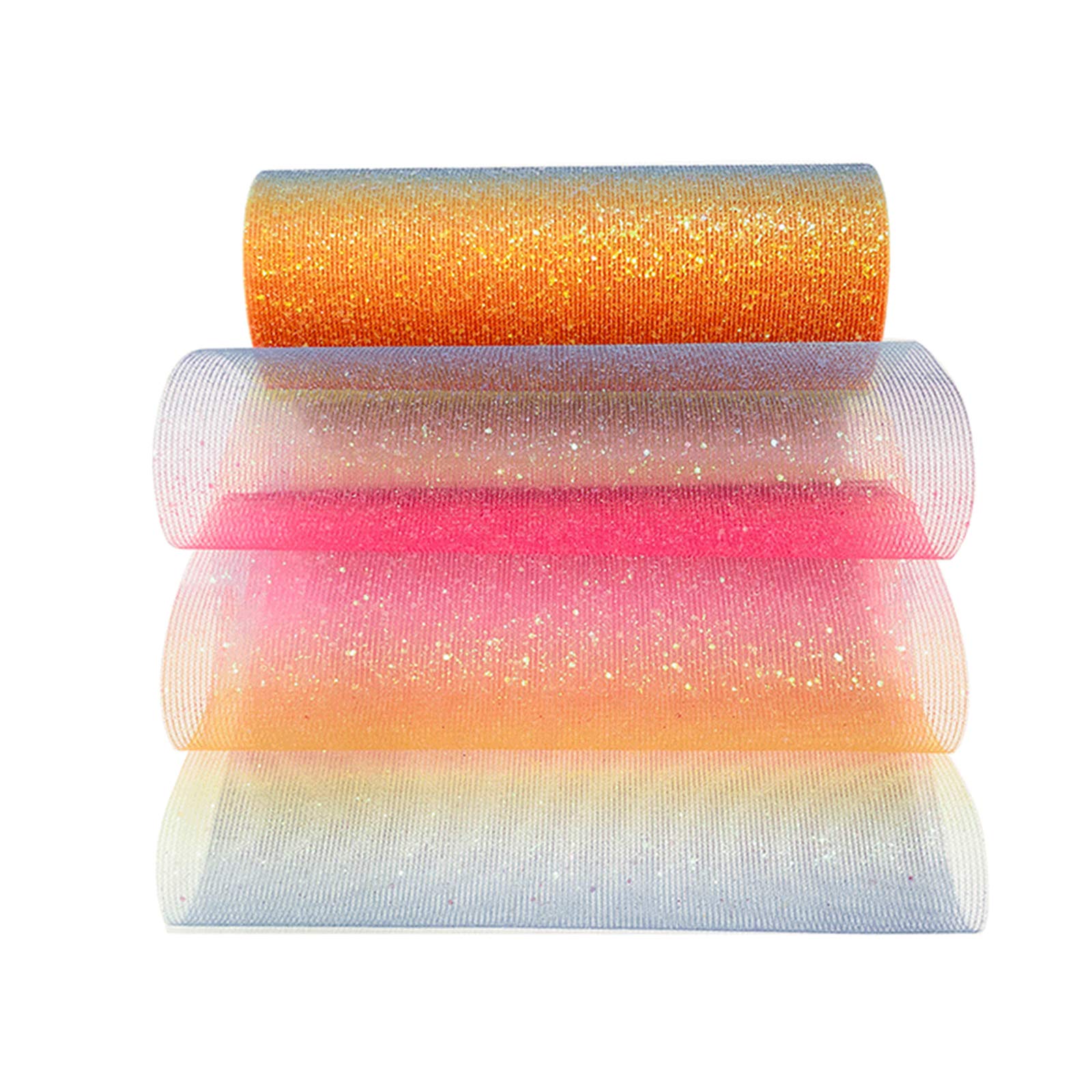 Hileyu Regenbogen Glitter Tüll Rollen 6 Zoll x 10 Yards Stoff Tüll Spule Funkelnde Tüll Band Rolle Pailletten Stoff Rolle für Braut Bogen Rock Geschenkverpackung Hochzeitsfeier Dekoration Regenbogen