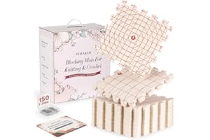 INMAKER Blocking Mats for Knitting & Crochet Projects – 0.75" Thick, Double-Sided (CM & Inches) Knitting Blocking Kit with 150 T-Pins, Ideal for Crafters & Project Shaping