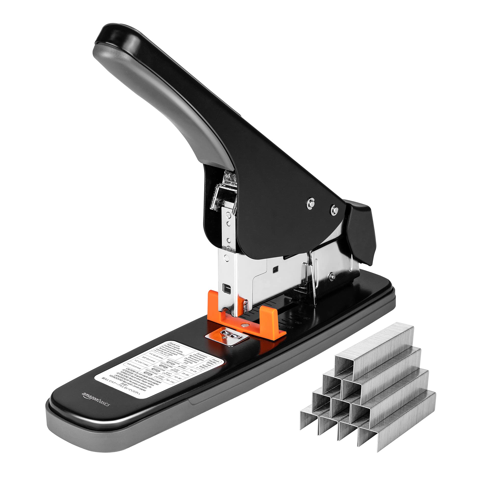 Amazon Basics Effortless Heavy-Duty Stapler, 130 Sheets, Black