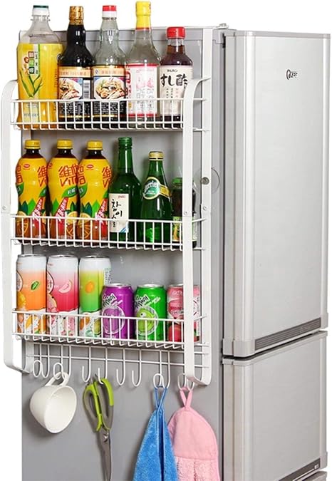 Amazon Co Jp シンプルでモダンな冷蔵庫サイド収納ラックキッチン収納ラック 美しく質感のある収納棚 White ホーム キッチン