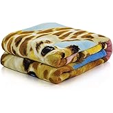 Dawhud Direct Giraffe Fleece Throw Blanket, 50" x 60", Polyester, Animal Print, Multicolor, Unisex, Adult/Kid, Winter, Durable, Camping, Gift