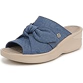 BZees Womens Smile Machine Washable Comfort Wedge Sandal Blue