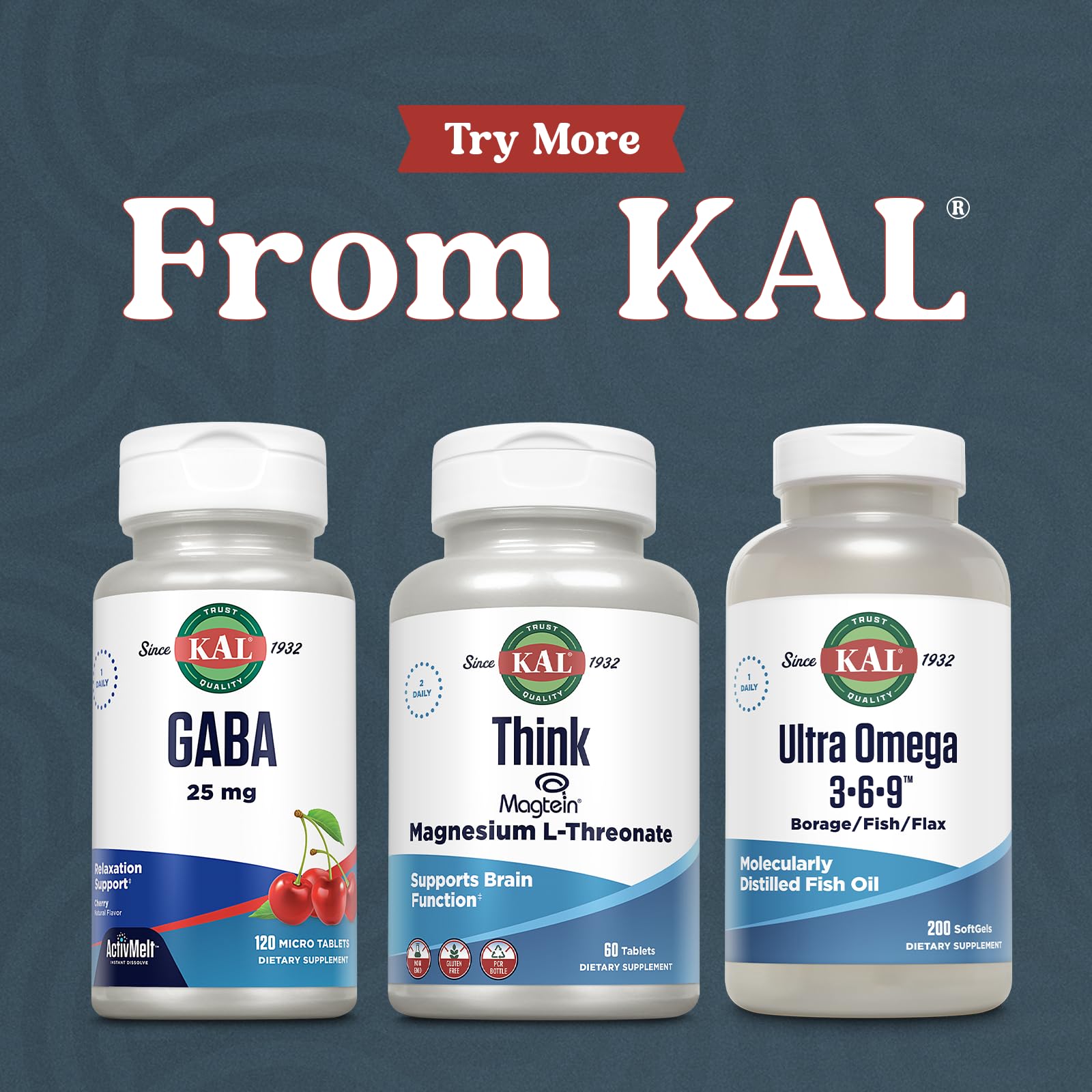 KAL Think Magnesium L-Threonate 2000 mg | Learning, Brain Health & Memory Function Support w/Magtein | Vegan, No Gluten & Non-GMO | 60 Tablets