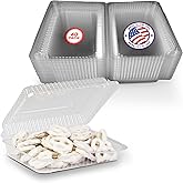 MT Products Plastic Snack Containers with Lids - 6.8" x 5.6" x 2.1" Clear Clamshell Take Out Containers for Food & Desserts (Pack of 40) - Made in the USA